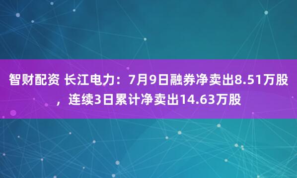 智财配资 长江电力：7月9日融券净卖出8.51万股，连续3日累计净卖出14.63万股