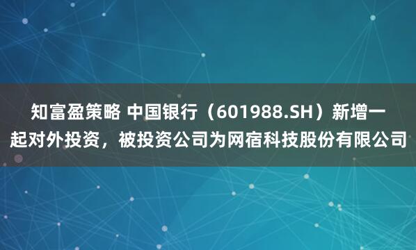 知富盈策略 中国银行（601988.SH）新增一起对外投资，被投资公司为网宿科技股份有限公司
